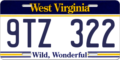 WV license plate 9TZ322
