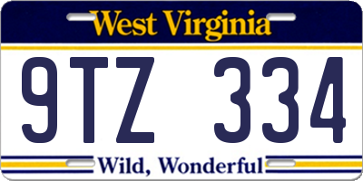 WV license plate 9TZ334