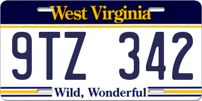 WV license plate 9TZ342