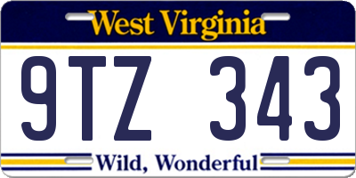 WV license plate 9TZ343