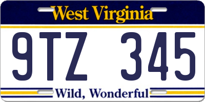 WV license plate 9TZ345