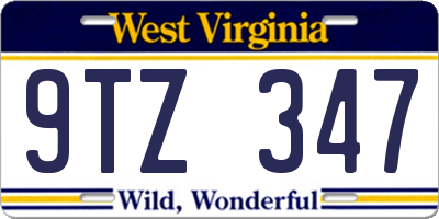 WV license plate 9TZ347