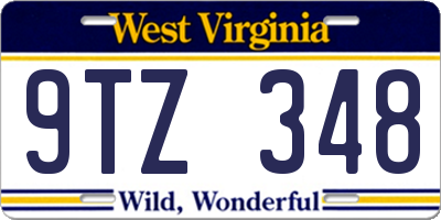 WV license plate 9TZ348