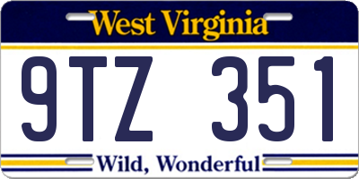 WV license plate 9TZ351