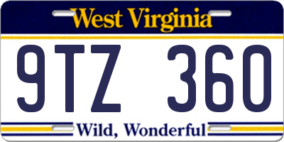 WV license plate 9TZ360