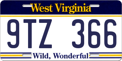 WV license plate 9TZ366