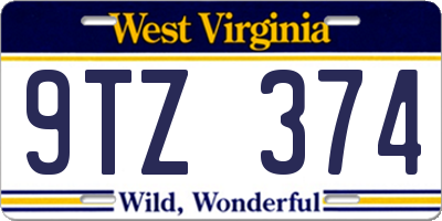 WV license plate 9TZ374