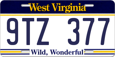 WV license plate 9TZ377