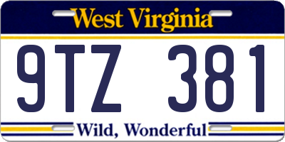 WV license plate 9TZ381