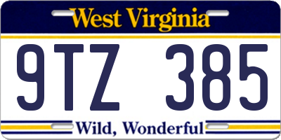 WV license plate 9TZ385