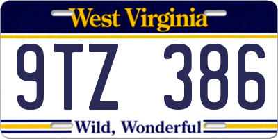 WV license plate 9TZ386