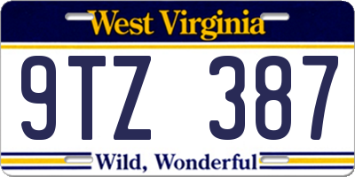 WV license plate 9TZ387