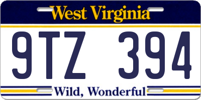 WV license plate 9TZ394