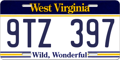 WV license plate 9TZ397