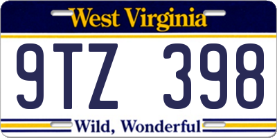 WV license plate 9TZ398