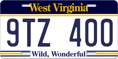 WV license plate 9TZ400