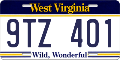 WV license plate 9TZ401