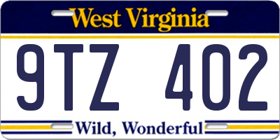 WV license plate 9TZ402