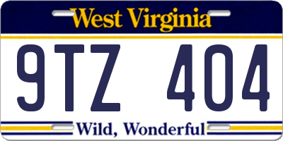 WV license plate 9TZ404