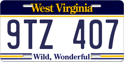 WV license plate 9TZ407