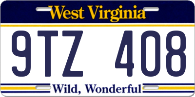 WV license plate 9TZ408