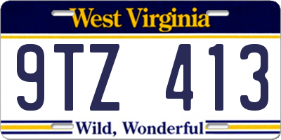 WV license plate 9TZ413
