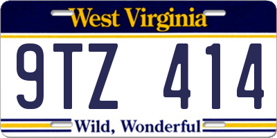 WV license plate 9TZ414