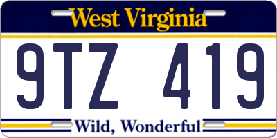 WV license plate 9TZ419