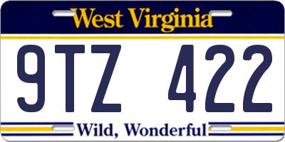 WV license plate 9TZ422