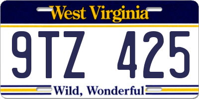 WV license plate 9TZ425