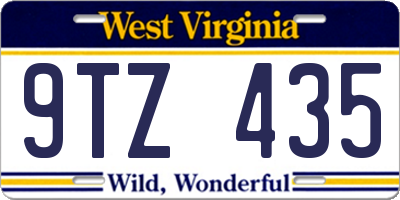 WV license plate 9TZ435