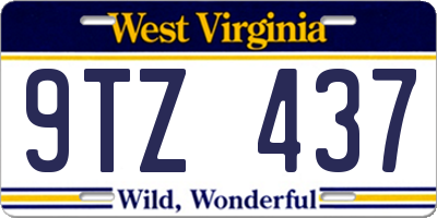 WV license plate 9TZ437