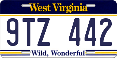 WV license plate 9TZ442