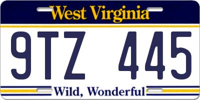 WV license plate 9TZ445