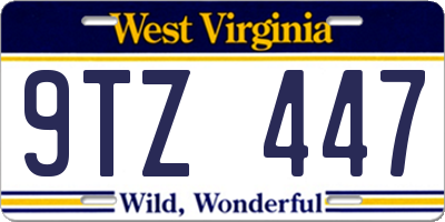 WV license plate 9TZ447