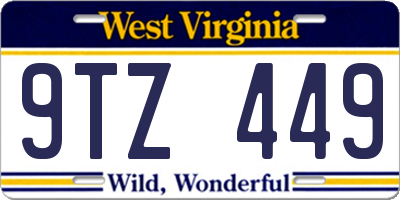 WV license plate 9TZ449