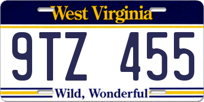 WV license plate 9TZ455