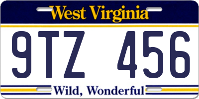 WV license plate 9TZ456