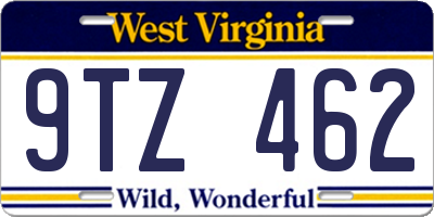 WV license plate 9TZ462