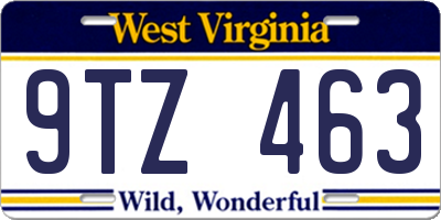WV license plate 9TZ463