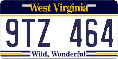 WV license plate 9TZ464