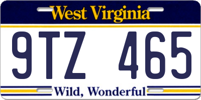 WV license plate 9TZ465
