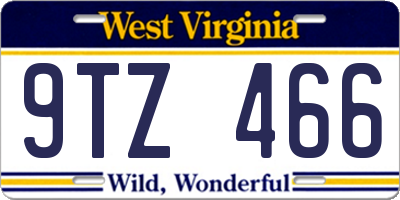WV license plate 9TZ466