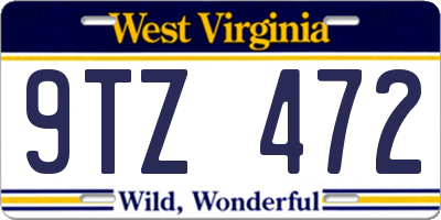 WV license plate 9TZ472