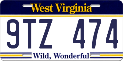 WV license plate 9TZ474