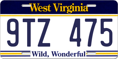 WV license plate 9TZ475
