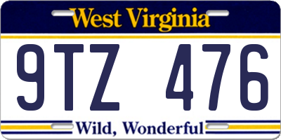 WV license plate 9TZ476