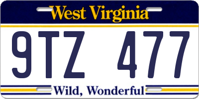 WV license plate 9TZ477