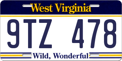 WV license plate 9TZ478
