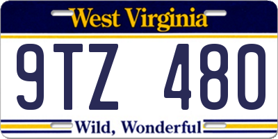 WV license plate 9TZ480